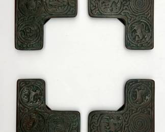 Antique Tiffany Studios Bronze Zodiac Blotter Corners