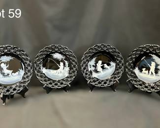 Four Vintage Mary Gregory Style Westmoreland Plates