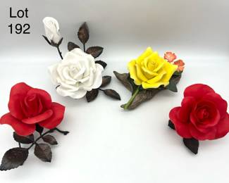 Four Vintage Boehm Porcelain Roses