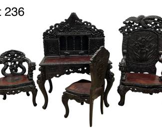 Hand-Carved Japanese Meiji Furniture Set