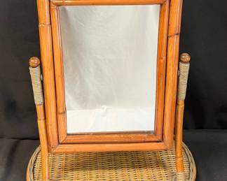 Vintage Bamboo Dressing Table Mirror