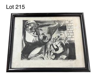 Charcoal on Paper 'Our War' by Charles Wilbert White (1918-1979)