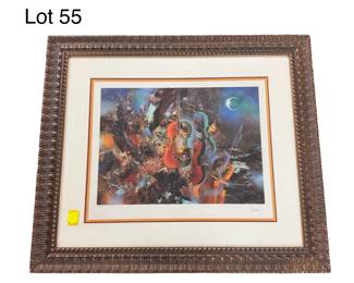 Signed Lithograph 'Violin' Abstract by Leonardo Nierman (1932-2023)