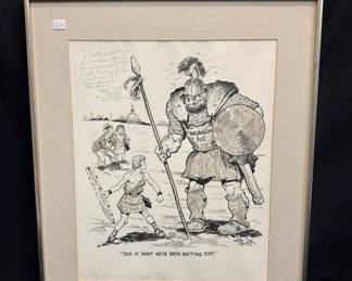 Original Inscribed illustration by Gibson Crockett (1912-2000) Political Cartoonist for The Washington Post