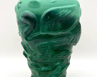 Art Deco Czech Malachite Jade Glass Vase