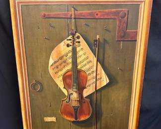 Edward W. Schnabel (b. 1819) 'The Old Violin' Oil on Canvas