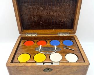 Vintage Bakelite Poker Chip Set W/ Gaming Box