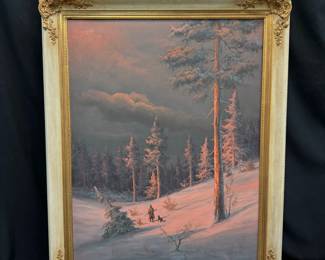 Oil on Canvas Hunting Scene by Ludwig Muninger (1929-1997)