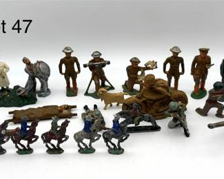 Case of Vintage Cast Iron Military Figures