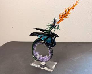 glass dragon with crystals