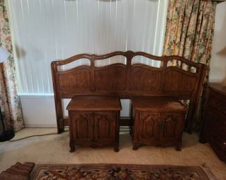 headboard, nightstands