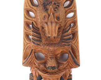 Lot 371 Vintage Ifugao Hand Carved Wood Dragon Mask