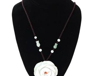 Lot 182 Gorgeous Jadeite Chinese Rose Necklace