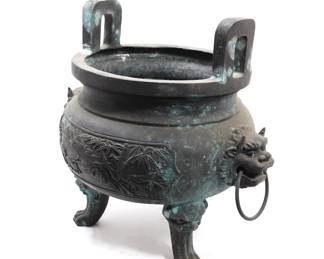 Lot 352 Massive Chinese Bronze Tripod Cauldron