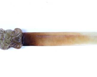 Lot 51 Handsome Chinese Jade Carved Dagger