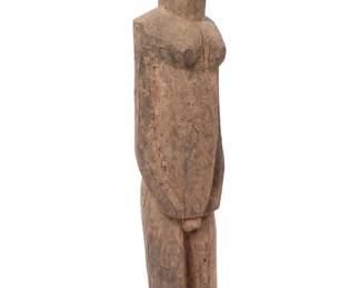 Lot 393 Heavy LobiCarved Wood Figure, Late 19thEarly 20th C.