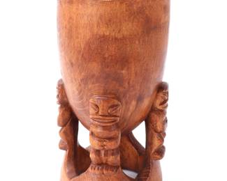 Lot 241 Rare Hand Carved Tahitian Tiki Bowl