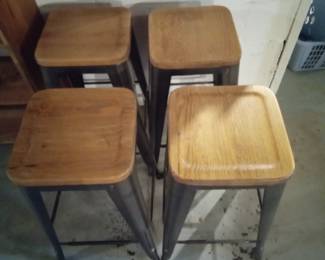 Metal and wood bar stools