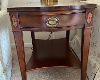 (2) matching end tables with leather tops.....