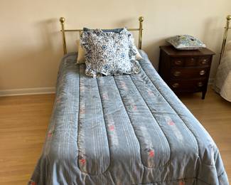 (2) twin brass headboards, mattresses and frames.....