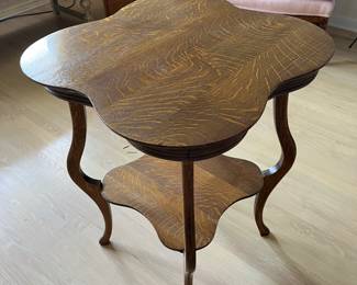 Scalloped wood side table...