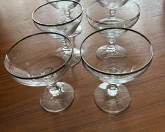 Set of 6 Champagne Coup Glasses with Silver Rim