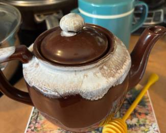 Japanese Earthenware Brown Drip Glaze Teapot