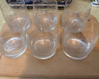 Set of 6 Etched Whiskey Glasses