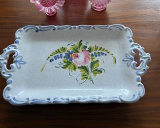 All In Hand Painted Floral Porcelain Platter – Made in Italy