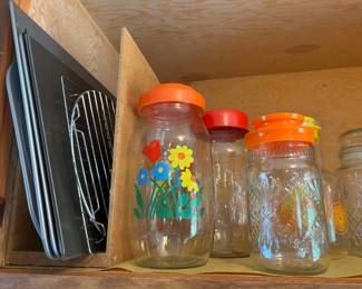 Carlton Glass Floral Glass Canister, Circa 1960's Glass Jars