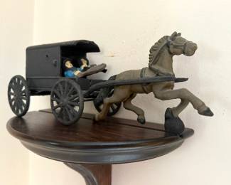 Cast Iron Amish Family with Horse and Carriage Toy