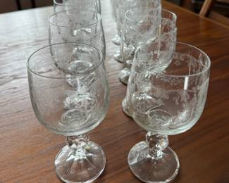 Set of 10 Cascade Bell Etched Pattern Goblets