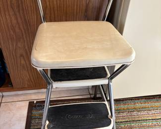 Cosco Mid Century White Stool/Chair