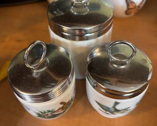 Pair of Royal Worcester Bird Design Egg Coddlers