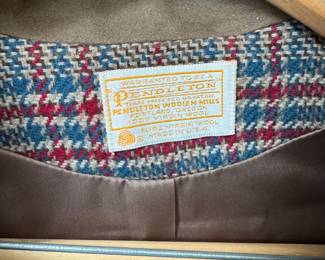 1970s Pendleton Men's Wool Tweed Blazer with Suede Leather Collar