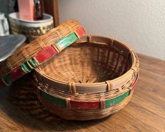 Chinese Lidded Wicker Basket