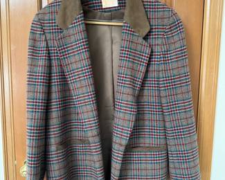 1970s Pendleton Men's Wool Tweed Blazer with Suede Leather Collar