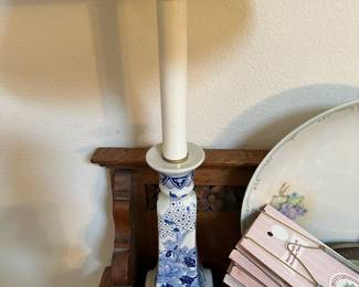 Blue & White Chinoiserie Candlestick Table Lamp