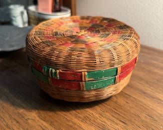 Chinese Lidded Wicker Basket