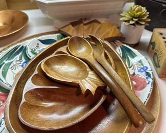 Acacia Wood Serving Dishes & Salad Spoons