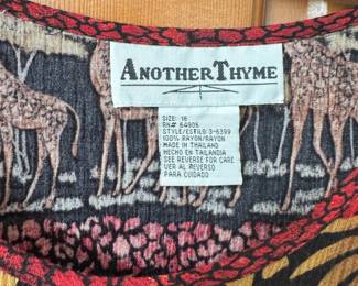 1990s Another Thyme Safari Themed Dress – Size 16