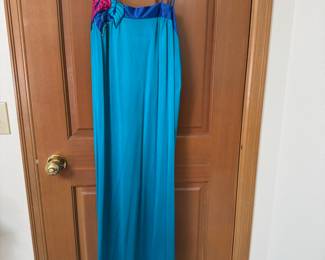 1980s Correlations Teal, Blue & Pink Night Gown – Size Medium