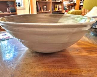 Cream & Tan Ceramic Pottery Bowl – Signed by Cheryl