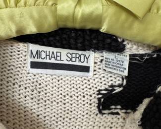 Michael Seroy Cow Print Cropped Cardigan Sweater – Size Large