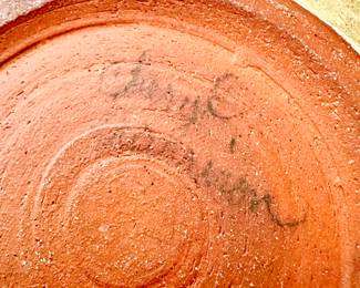 Cream & Tan Ceramic Pottery Bowl – Signed by Cheryl