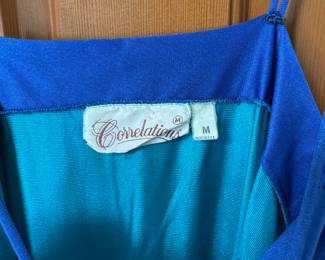 1980s Correlations Teal, Blue & Pink Night Gown – Size Medium