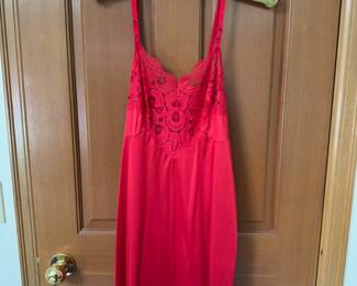 Red Night Gown with Lace Top