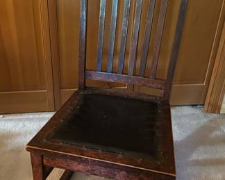 Colonial Chair Co. Slat Back Rocking Chair with Leather Seat