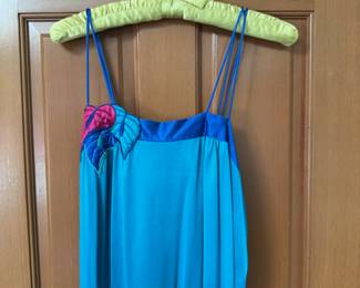 1980s Correlations Teal, Blue & Pink Night Gown – Size Medium