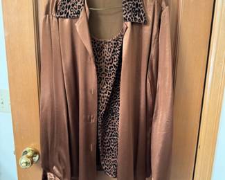 Sarah B Woman Leopard Print Pajama Shirt and Jacket